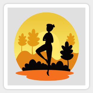 Silhouette of a female doing pilates and yoga. Magnet